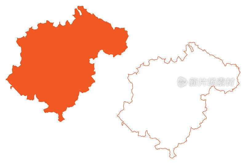 特鲁埃尔省(西班牙王国，阿拉贡自治社区)地图矢量插图，涂鸦特鲁埃尔地图草图