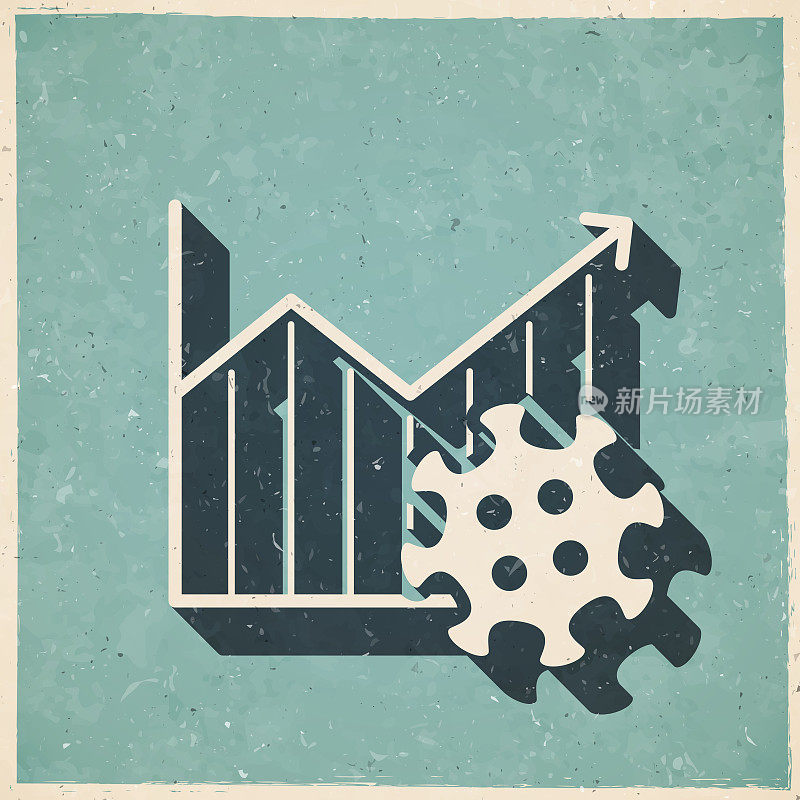 冠状病毒细胞生长图。复古风格的图标-旧的纹理纸