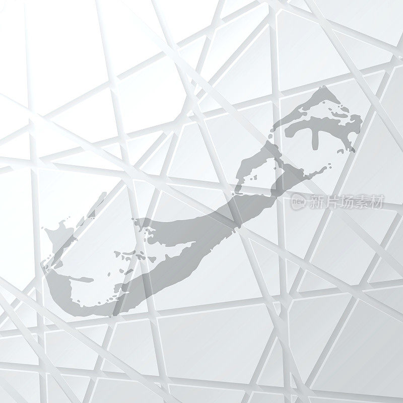 百慕大地图与网状网络在白色背景