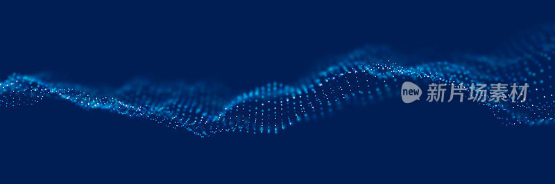 抽象蓝色粒子背景。流波点景。数字数据结构。未来网格或声音网格。可视化模式点。技术的矢量插图。