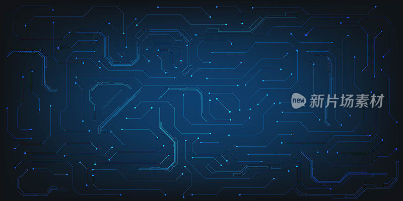 矢量插图的蓝色印刷数字电路网格线建筑师抽象蓝色技术背景横幅和墙纸。