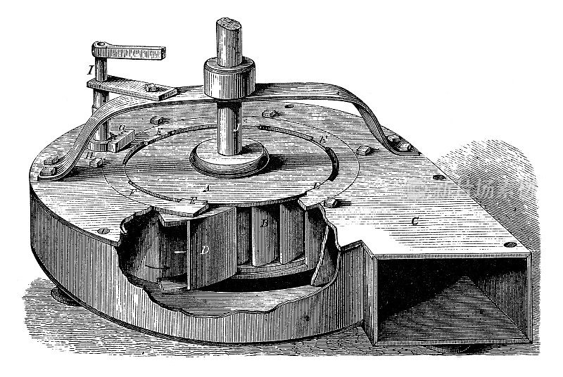 古董插图，应用力学和机器:Cumming涡轮机