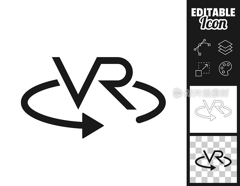 VR―虚拟现实。图标设计。容易编辑