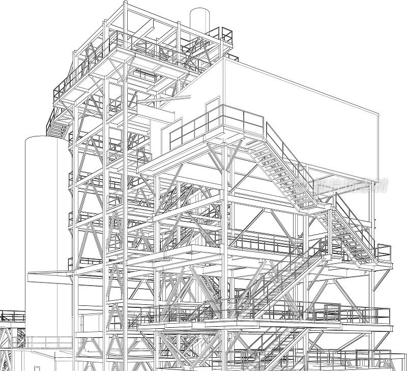 建筑工程三维插图