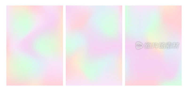 Y2k风格的粉彩渐变套装。三个矩形模板在粉红色和绿色渐变在00年代风格的横幅，广告或海报设计。