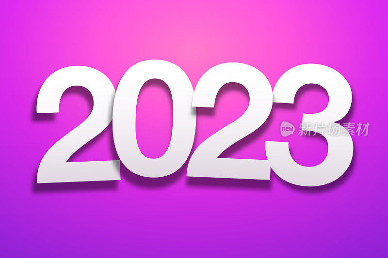 2023年的纸字体紫色背景