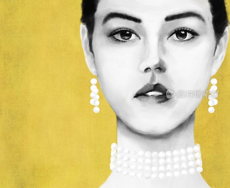 一个戴着珍珠首饰的年轻女子的肖像
