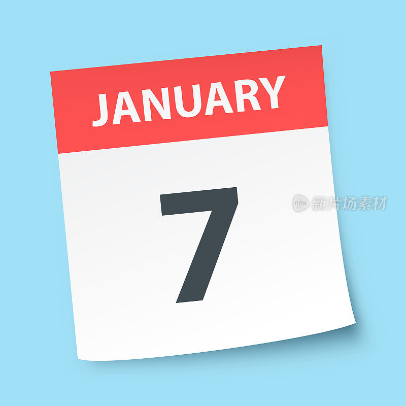 1月7日――蓝色背景的每日日历