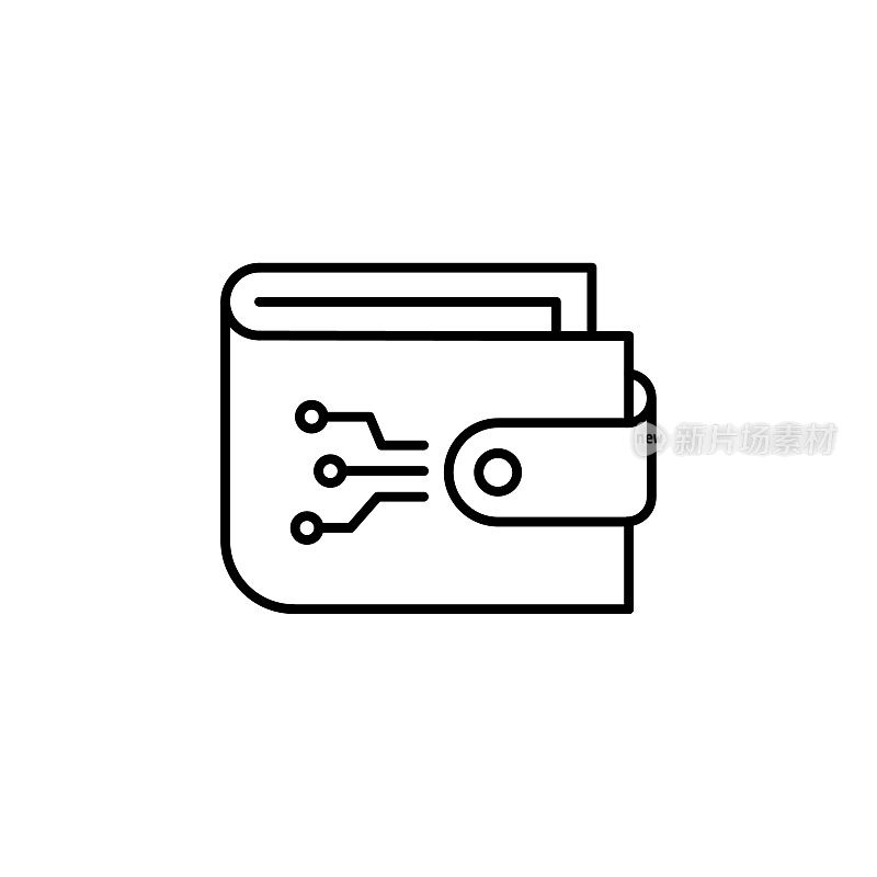 冷钱包线图标与可编辑的笔触。Icon适用于网页设计、移动应用、UI、UX和GUI设计。