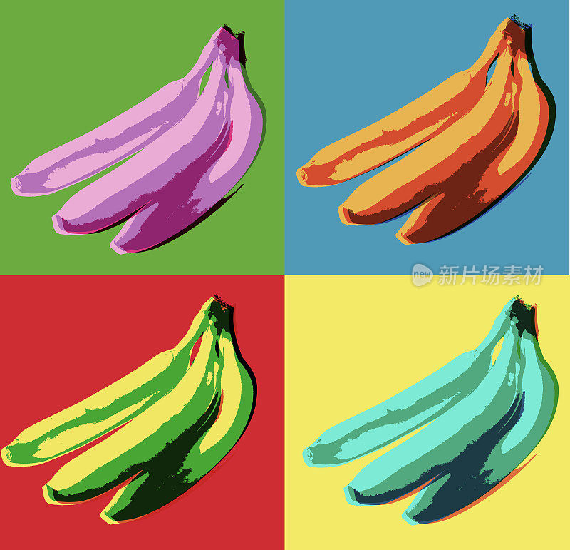 香蕉在海报或波普艺术风格