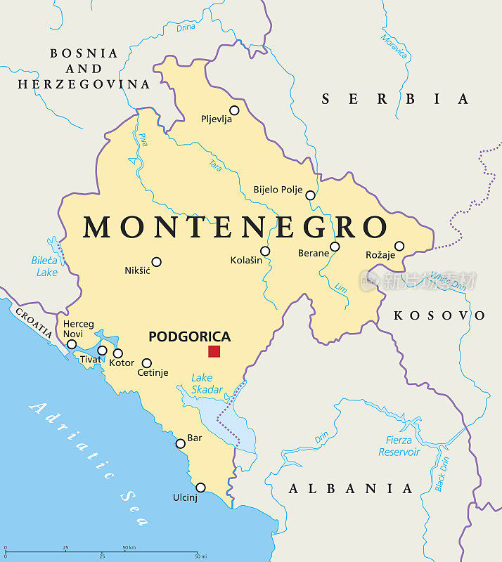 黑山共和国政治地图