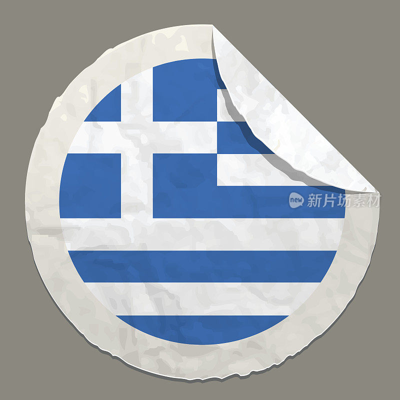 希腊国旗上的纸标签
