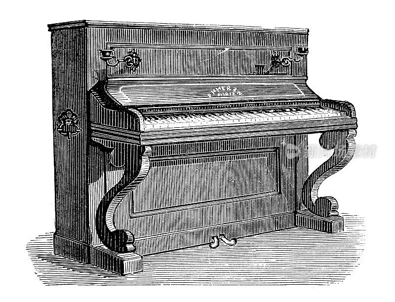 古董乐器插图:钢琴