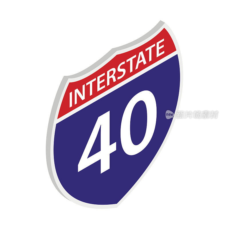 40号州际公路标志图标，等距3d风格