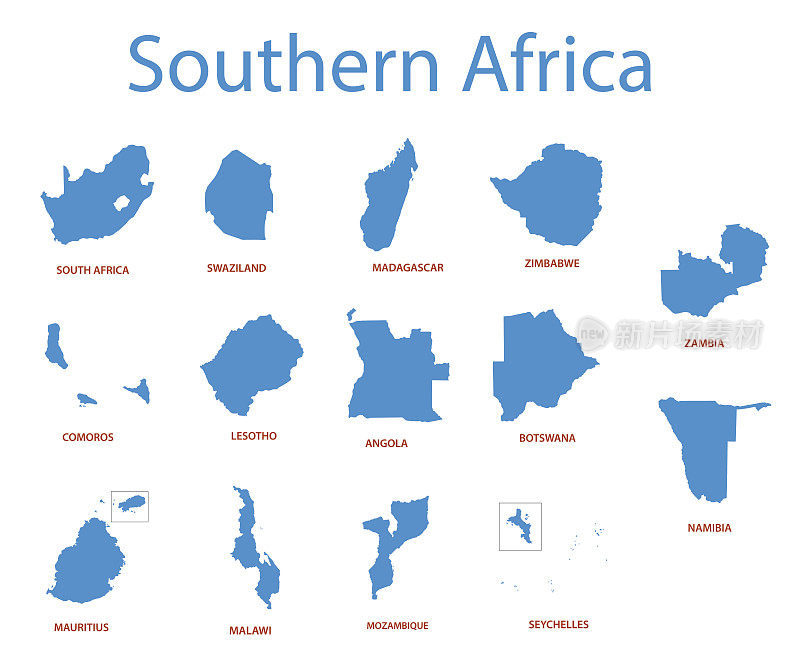 南部非洲-矢量地图的领土