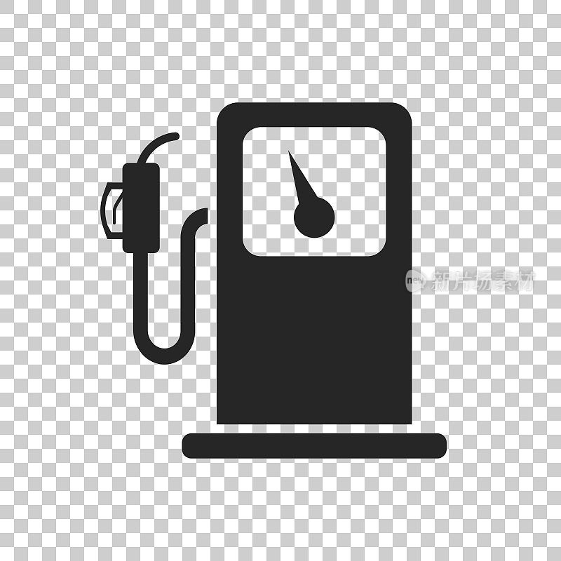 加油站图标。汽车油泵平面插图。