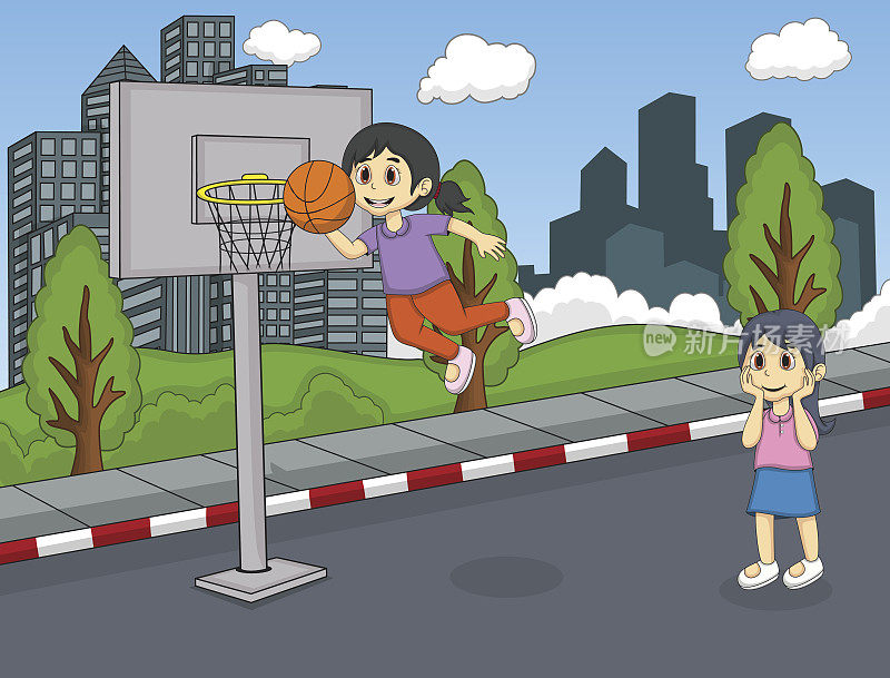孩子们在街头打篮球