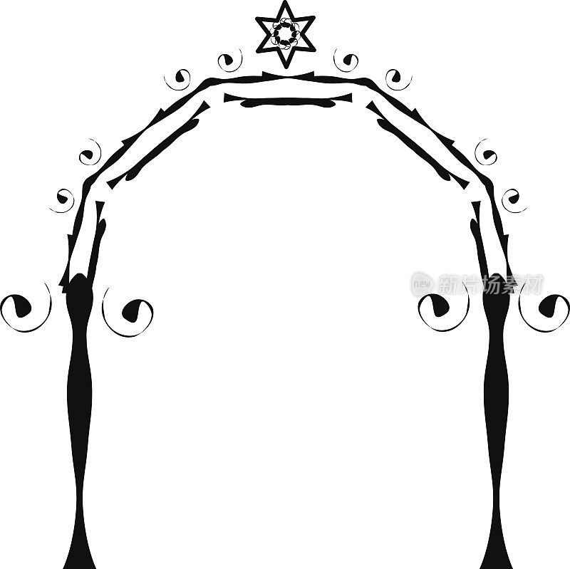 的图形婚礼彩棚。犹太教婚礼的拱门。树冠。矢量插图在孤立的背景。