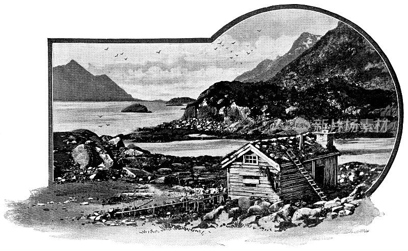 挪威罗浮敦的一个渔村――19世纪