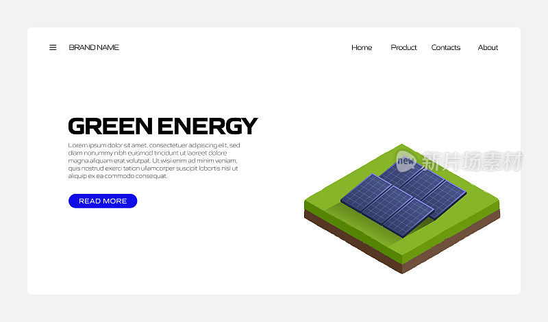 绿色能源概念矢量插图登陆页面模板，网站横幅，广告和营销材料，在线广告，业务演示等。