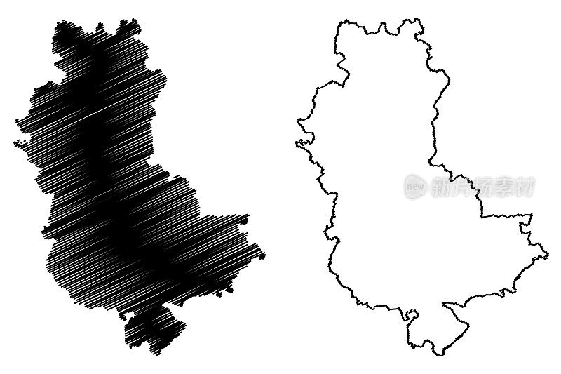 罗纳州(法国，法兰西共和国，奥弗涅-罗纳-阿尔卑斯地区，ARA)地图矢量图，草稿罗纳州地图