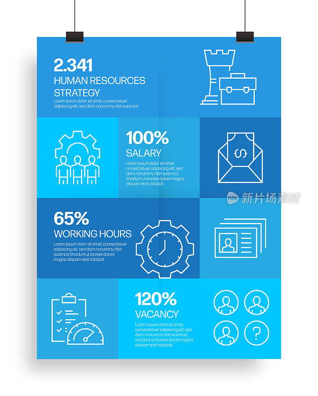 人力资源信息图表模板，元素和图标。简单的矢量信息图设计