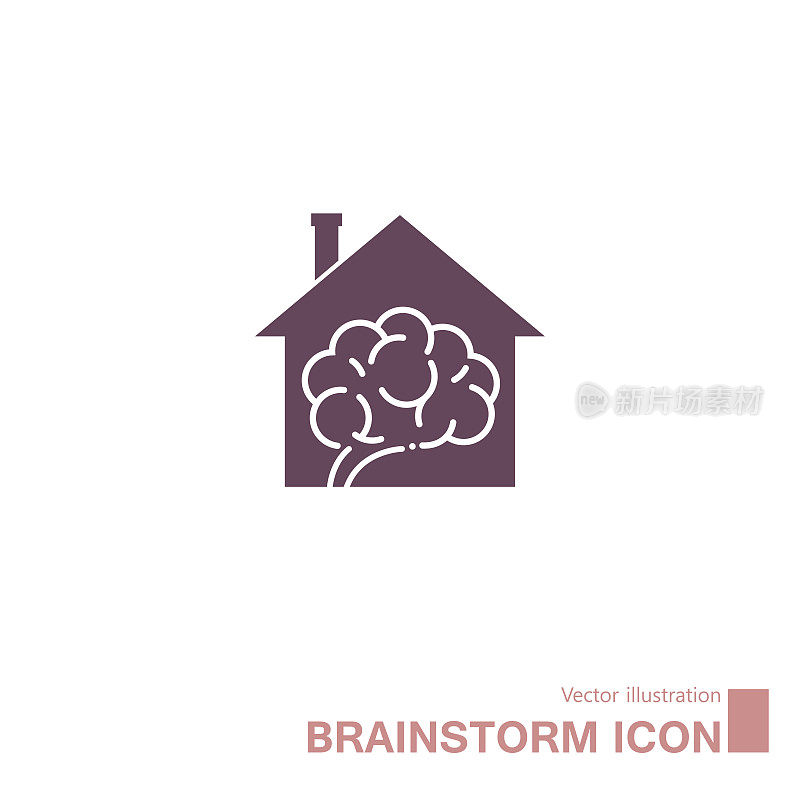向量绘制大脑概念，结合房子和大脑符号。
