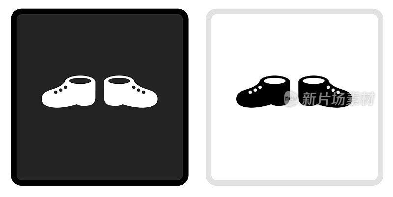 婴儿鞋图标上的黑色按钮与白色翻转