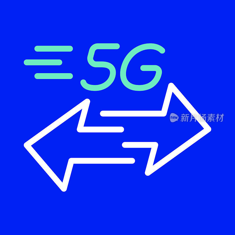 5G网络线路图标。可编辑的中风。简单的轮廓图标。