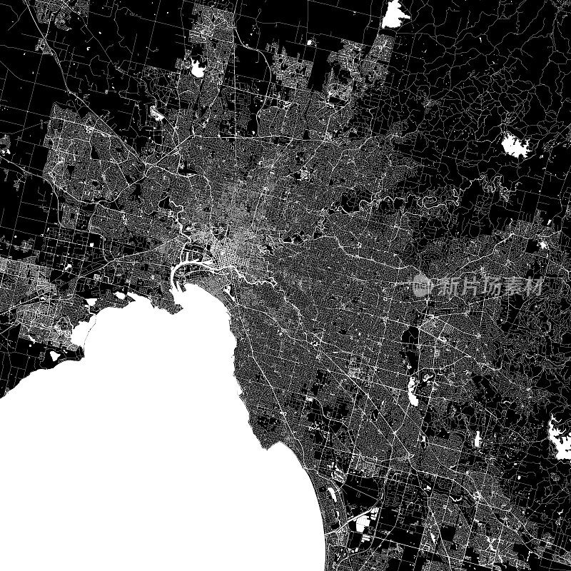 墨尔本，维多利亚，澳大利亚矢量地图