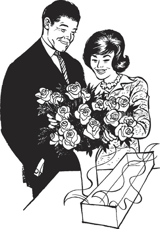 一对夫妇与花瓶的插图