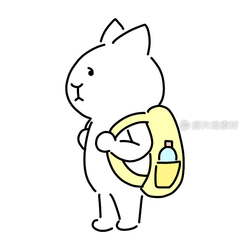 矢量插图，一个完整的身体猫背着背包。
