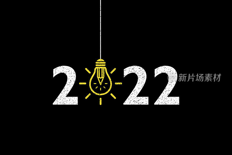 新的2022年在黑板背景上的想法概念