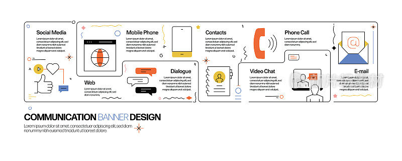 沟通概念，线风格矢量插图