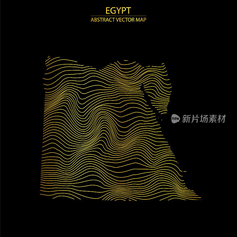 埃及抽象地图-矢量插图条纹金色地图