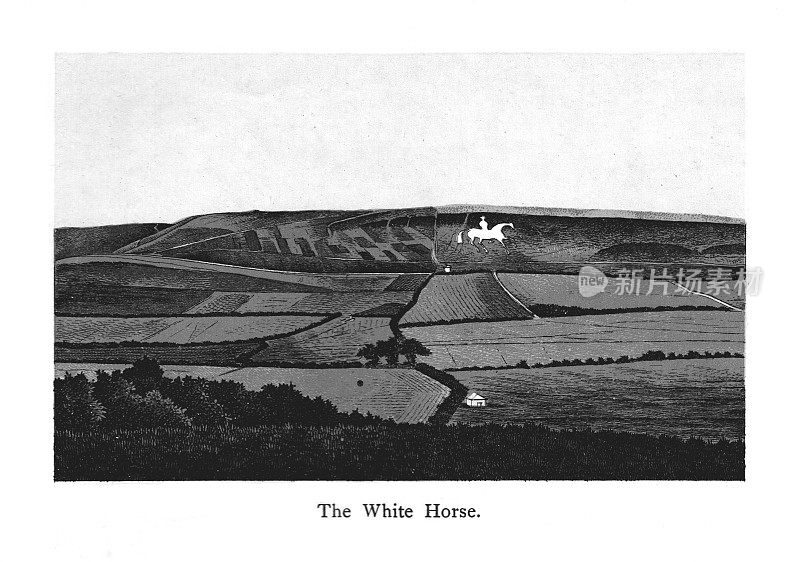 白马的风景;1890年波特兰和多塞特的韦茅斯;