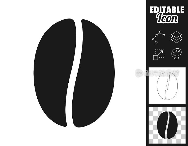 咖啡豆。图标设计。轻松地编辑