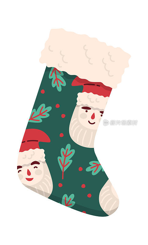 圣诞袜扁平图标圣诞老人纺织