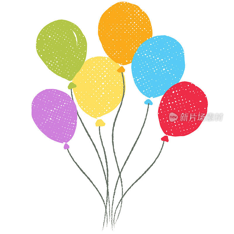 可爱的涂鸦风格气球在透明的背景