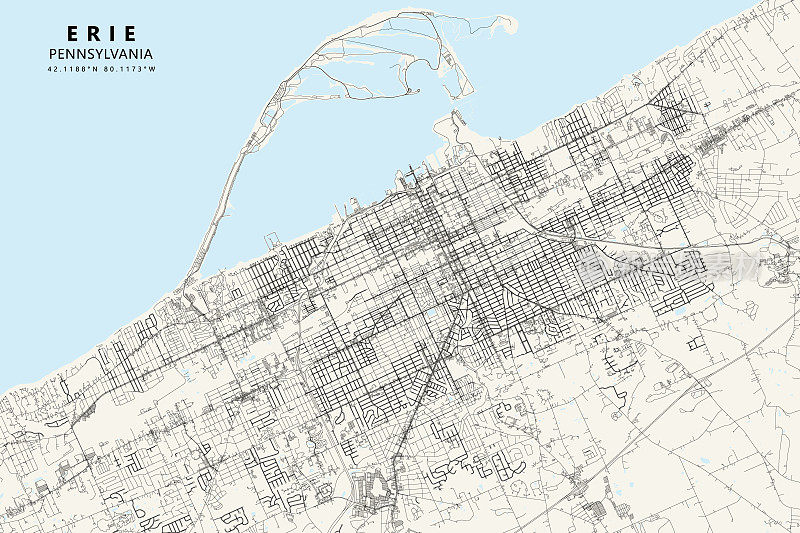 伊利，宾夕法尼亚州矢量地图