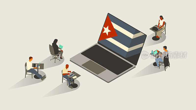 手提电脑上的古巴国旗