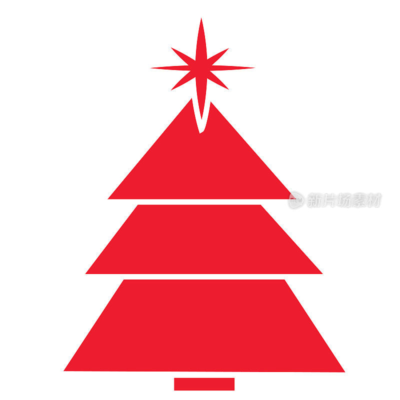 圣诞假期圣诞树与星星彩色图标在白色的背景