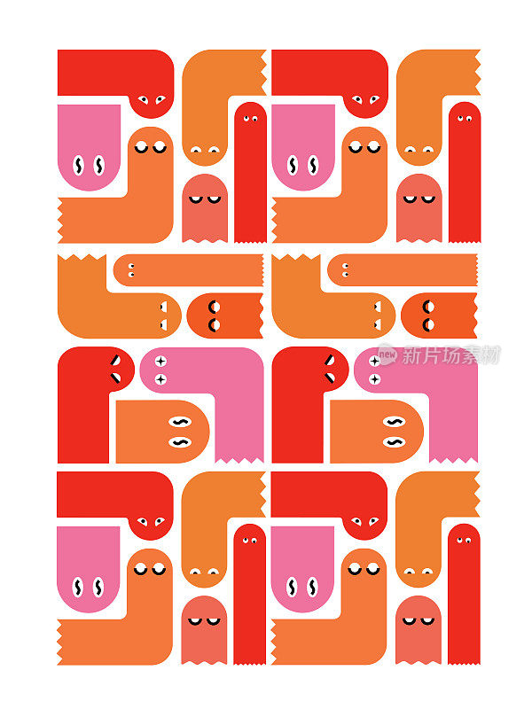 彩色鬼怪图案设计，代表万圣节节日