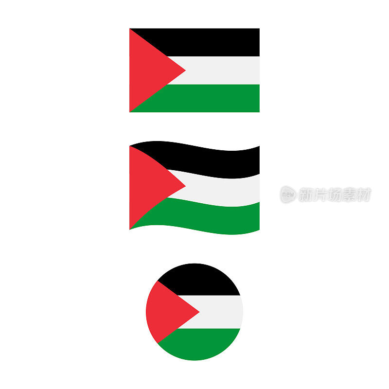 巴勒斯坦矢量设计的旗帜。