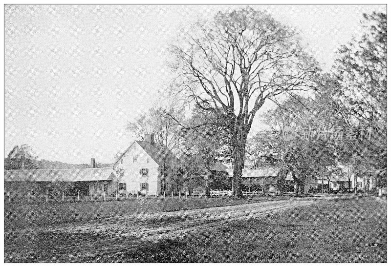 汉普顿县，马萨诸塞州的古董图像:农场，奇科皮街