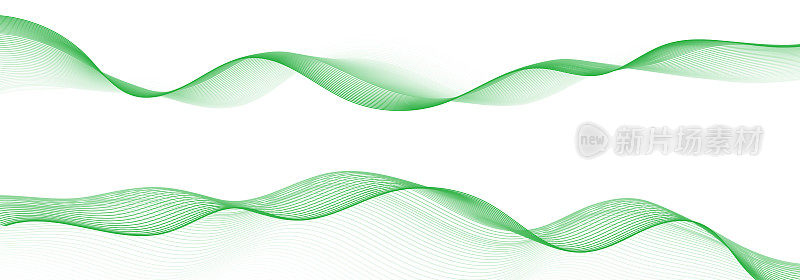 抽象的白色背景与绿色梯度流动的波浪线