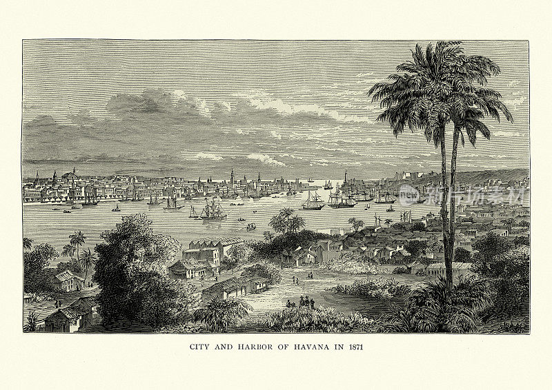 哈瓦那城市和港口，古巴，1871年，19世纪