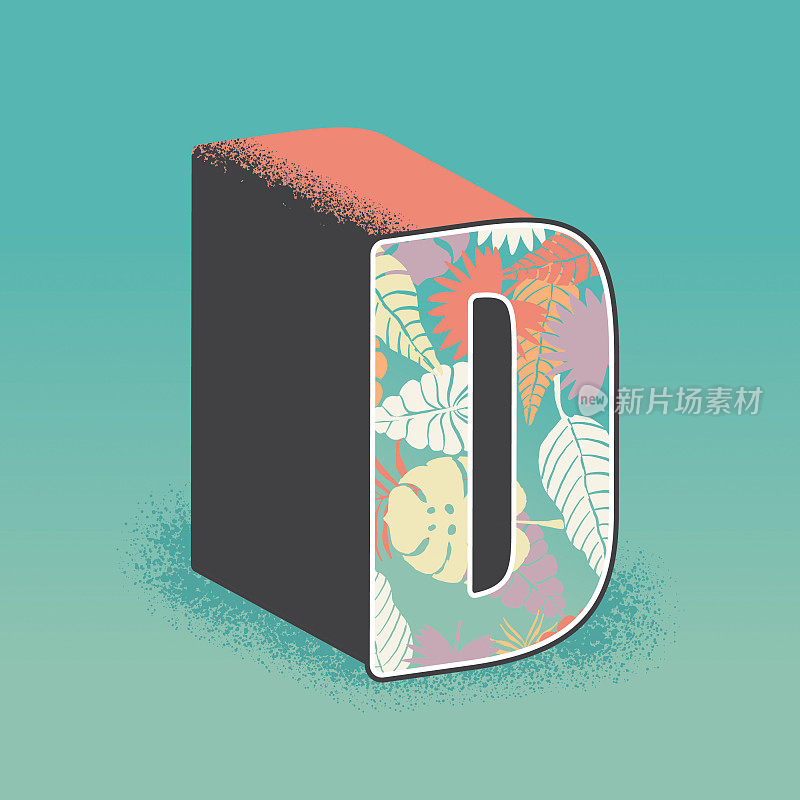 热带花卉旅游明信片D字母设计