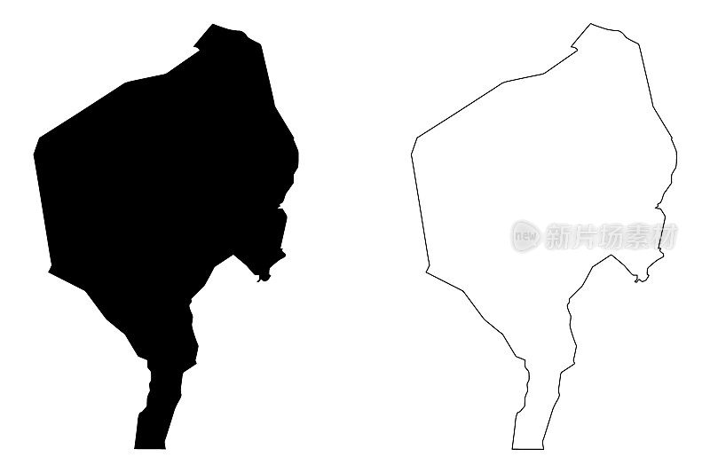 青尼罗州(苏丹共和国，北苏丹)地图矢量插图，草稿蓝尼罗地图