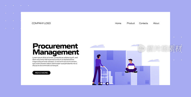采购管理概念矢量插图登陆页模板，网站横幅，广告和营销材料，在线广告，业务演示等。